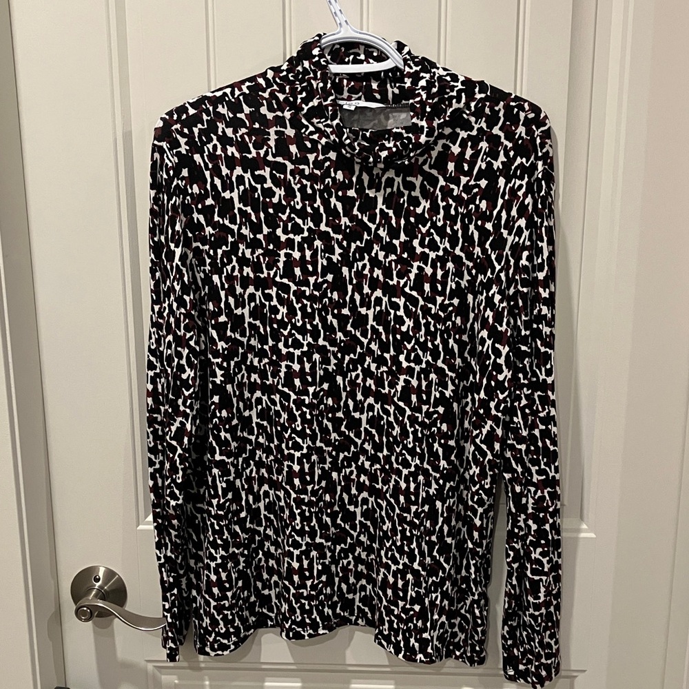CLEO Tee Long Sleeve Mock-neck WINE PRINT XL